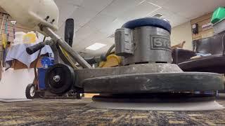 Cleaning carpet with a buffer and rotary brush