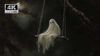 Ghost on Swing Halloween screensaver | Dark and Moody Halloween Animated TV Wall Art (NO SOUND)