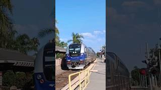 Pacific Surfliner 2111 leads 564 through Carlsbad Village