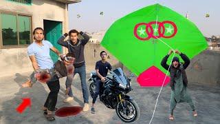 Plasticbag Kite Flying Vs Ali Accident With Havey Bike | Kite