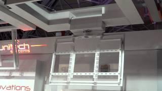 Unitech Systems FPLCV2SLIM+R flat tv ceiling lift with rotation at ISE 2013-1