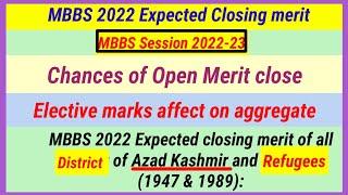 MBBS 2022 Expected closing merit of all District of Azad Kashmir and Refugees(1947 & 1989)|MBBS 2022