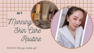 Get Ready With Me: My MORNING SKINCARE ROUTINE & ON-THE-GO MAKE UP!