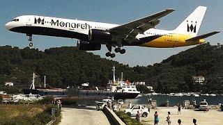 Monarch 757 6 Low Landings & Takeoffs-Extreme Jetblasts-Skiathos, Second St Maarten-Plane Spotting