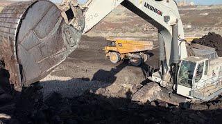 The Huge 120 Tons Liebherr 984 Excavator Loading Caterpillar Dumpers - Labrianidis Mining Works