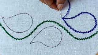 Hand embroidery new border line nakshi kantha stitch tutorial,নকশীকাঁথা বর্ডার নকশা সেলাই টিউটোরিয়াল