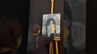 Painting Wednesday Addams in Pop Art