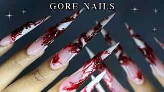 GORY POLYGEL NAILS🩸Extra Long Stiletto Polygel Nails | Halloween Nails