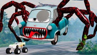Epic escape from Lightning McQueen  Eater, Professor Eater, Mack Robot Eater |BeamNG.Drive