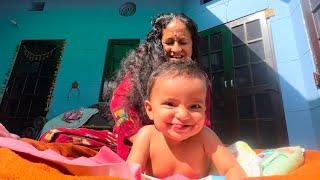 दादी ने पोती की मालिश की ️ ॥ दादा बने वैद  #greeshbhatt #familyvlogs #family