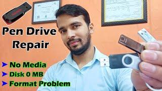 ख़राब पेन ड्राइव को सही करें खुद से I Pen drive shows no media in disk part 100% Fix