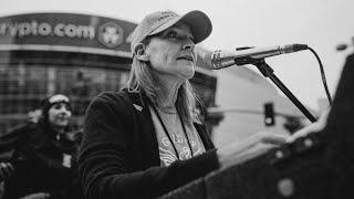 WGA West President Meredith Stiehm speaks at LA's Unions Strike Back Rally 2023