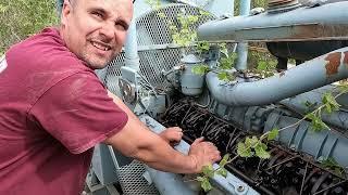 Abandoned Twin Turbo 12v71 Detroit Diesel generator. Will it start? Can we save it?