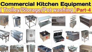 Commercial kitchen equipment name list | Storage/Rack/pot washing/Pick up counter equipment