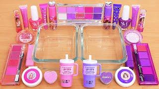 Pink vs Purple - Mixing Makeup Eyeshadow Into Slime ASMR