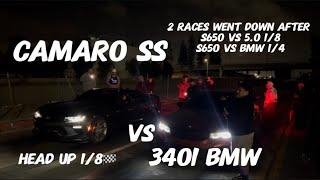 CAMARO SS Vs 340I BMW 1/8  2 races went down S650 vs BMW 1/4 then S650 vs 5.0 #camaro #bmw #mustang