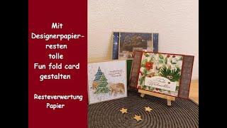 Mit Designerpapier-Resten tolle Fun fold card gestalten - Weihnachtskarte aus Resten - Stampin´ Up!®