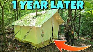 Canvas Tent After 1 Year In The Mountains | White Duck Alpha Wall Tent Takedown & Honest Review