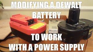 Modifying a DeWalt 18V battery to work with DC power supply - No more batteries