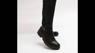 Rieker Ladies Leather Tall Boots Black | Shuperb™