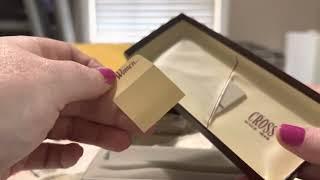 Unboxing of a Vintage 1991 Cross ball point pen set; matte burgundy with 14k gold accents.