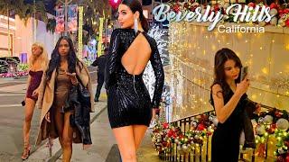 Beverly Hills Night Walking Tour in Los Angeles | Christmas & Holiday Season Decorations 2024 | 4K