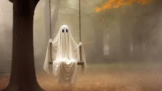 Ghost on swing animated TV wall art - Halloween screensaver