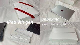 iPad 9th gen silver 64gb wifi only unboxing (engraved) + stylus apple pencil + accessories 