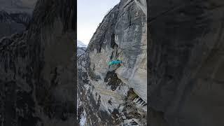 barrel role off a 2400ft cliff  #adrenaline #basejump #mountains #winter #snow #adventure #nature