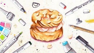 How to draw a donut | Coloring with Copic markers #shorts #markertutorial #markerdrawing #copic