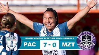 Pachuca Femenil vs Mazatlan 7-0 Resumen Goles 2024