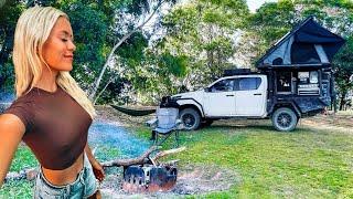 CAMPING ALONE IN NATURE ️ waterfalls, the bluest lake and a campground to myself!