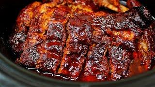 Super Easy Slow Cooker Ribs - Fall Off The Bone BBQ Ribs Recipe