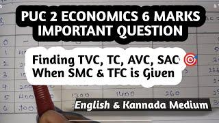 How to find TVC, TC, AVC, SAC, When SMC & TFC is Given  PUC 2 ECONOMICS 6 Marks Question