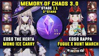 E0 The Herta Carry W/ RMC & E0 Rappa Carry W/ Fugue (3 Star) Memory Of Chaos 11 Honkai Star Rail 3.0