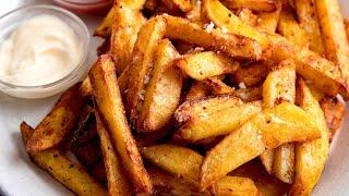 Golden crispy chips (fries) , cooked in the air fryer | Air Fryer Chips