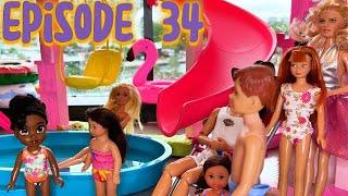 Episode 34 "Barbie Waterpark"  Barbie Dolls Grimm and Princess Tiana having fun!