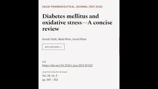 Diabetes mellitus and oxidative stress—A concise review | RTCL.TV