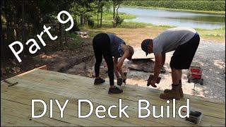 Deck Building | Huge porch build DIY | part 9 | DIY Debt Free Cabin Build