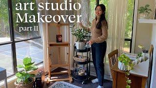 dreamy art studio makeover thrift shopping, antique store + aesthetic organization