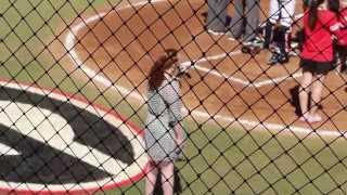 Emma Perry singing National Anthem at UGA baseball game  on 4/12/14