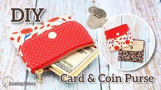 DIY Card & Coin Purse | Small Wallet Coin Pouch Sewing Tutorial [sewingtimes]