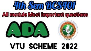 VTU 2022 Scheme 4th Sem BCS401 all module most important questions #rd_creation1416