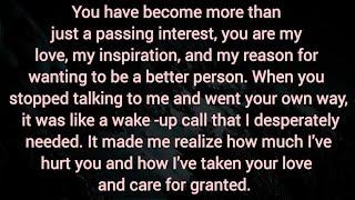 When you stopped talking to me and went your own way, it was like a wake -up call that I needed.