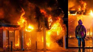 **6th-ALARM - HEAVY FIRE** MAJOR FIRE Destroys Lynnfield, MA Stripmall - Multiple Stores on FIRE