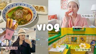 자취일상 vlog | 압구정〰️가로수길 뽈뽈 돌아댕김. 미뉴트빠삐용 츄러스, 나이스웨더마켓, 누데이크, 무인양품 하울, 혼자 서울 브이로그