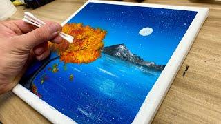 Simple Autumn Tree Painting For Beginners | Acrylic painting Tutorial