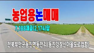 23-037[전북부안군지역땅][동진면동전리토지]장신마을회관,신척마을,동진강변,동진강,동진대교,동전장신길접,논(2,174py)매매~