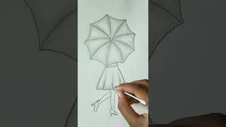 Beautiful Girl Drawing with umbrella  #viralvideo