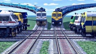 8 INDIAN TRAINS ARE PASSING DIAMOND CROSSING | BeamNG.Drive | Train Simulator